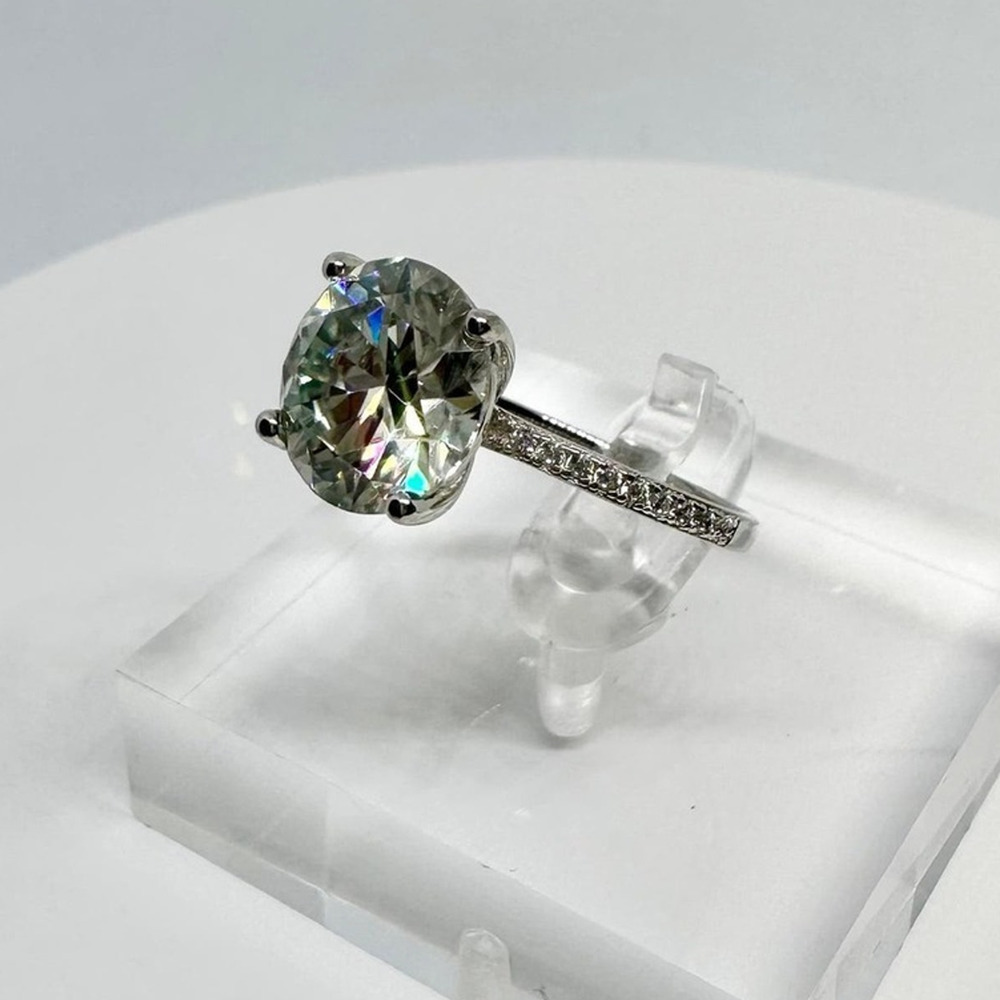 Moissanite Diamond Ring 3 Ct Engagement Wedding Ring Round Cut Solitaire GRA - Picture 4 of 11